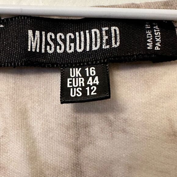 Missguided Tie Dye Notched Neck Sleeveless Crop Tank Top Taupe Size 12 - Picture 4 of 4